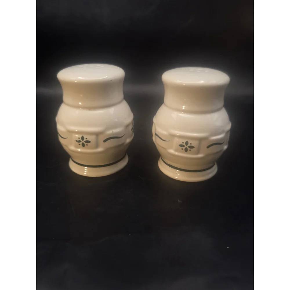 Longaberger Classic Green Woven Traditions Salt and Pepper Shakers set